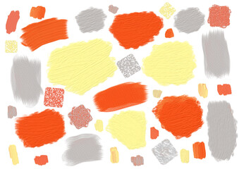 Hand-painted multicolored watercolor and acrylic grunge elements on transparent background