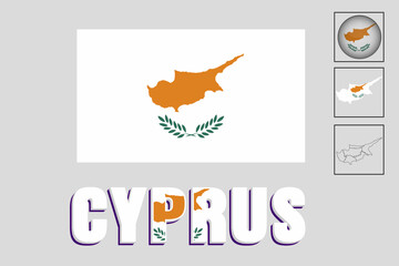 Cyprus flag and map in vector illustration