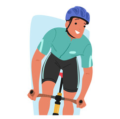 Sportsman Cyclist Gracefully Pedals, With A Radiant Smile, Embodying Joy In Motion. The Rhythmic Spin Of Wheels