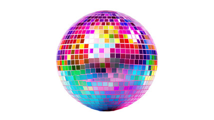 Colorful Disco ball multi colored party isolated on white or transparent background