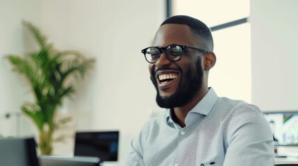 Professional men or managers work on laptops in modern offices