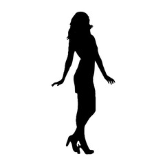 silhouette of a beautiful woman posing on a transparent background