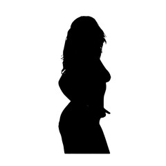 silhouette of a beautiful woman posing on a transparent background
