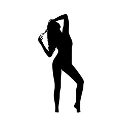 silhouette of a beautiful woman posing on a transparent background