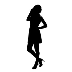 silhouette of a beautiful woman posing on a transparent background