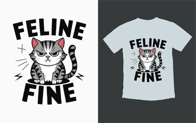 A cartoon vector t-shirt design of a cat. 
Cat Illustration Graphics 
