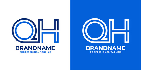 Letters QH Line Monogram Logo, suitable for business with QH or HQ initials
