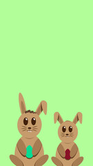 Fototapeta na wymiar easter bunny with eggs on green background