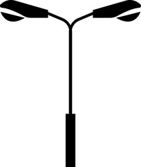 night street with modern led street lights in small city, Urban electro-energy technologies. Vintage Street Lamp and spotlights silhouettes flat vector icon landscape with minimal street lights.