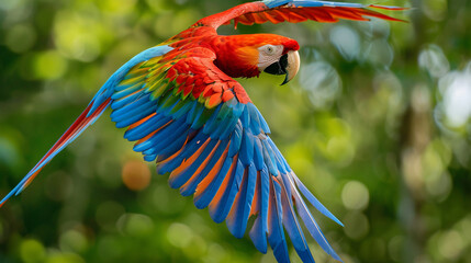 Scarlet macaws colorful feat