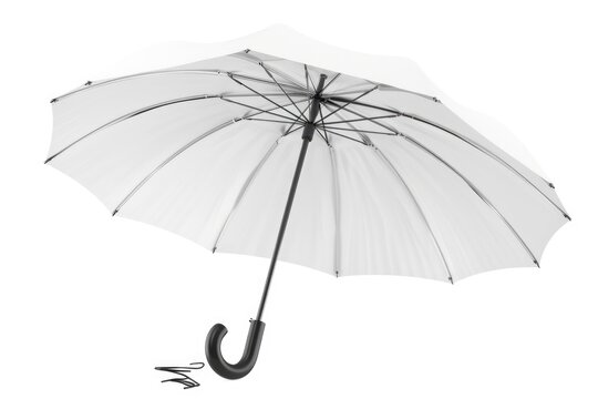 Protect Yourself from the Rain with Isolated White Umbrella. Realistic 3D Render of Opened Parasol Cut-Out on White Background
