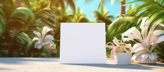 Menu frame card sign layout Mockup outdoor background blur