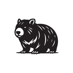 Vector Wombat Silhouette Collection for Nature-themed Designs, Minimalist Black Wombat Illustration.