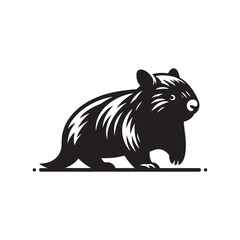 Vector Wombat Silhouette Collection for Nature-themed Designs, Minimalist Black Wombat Illustration.