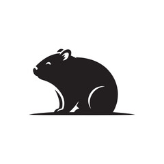 Vector Wombat Silhouette Collection for Nature-themed Designs, Minimalist Black Wombat Illustration.