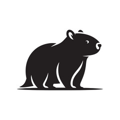 Vector Wombat Silhouette Collection for Nature-themed Designs, Minimalist Black Wombat Illustration.