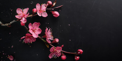 Condolence card  black background, higanbana, Copy Space. Generative AI