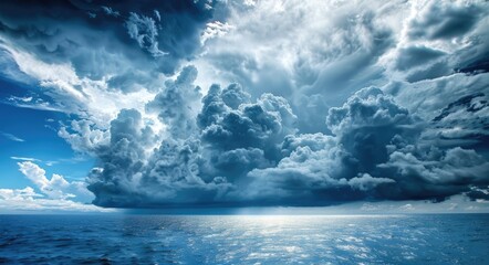 Stormy Clouds over the Sea: Dramatic Skies and Torrential Rain in Nature's Fury