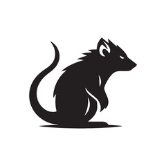 Fiery Frenzy: Vector Tasmanian Devil Silhouette for Wildlife and Nature-inspired Designs, Minimalist Black Tasmanian devil silhouette.