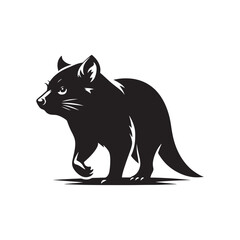 Fiery Frenzy: Vector Tasmanian Devil Silhouette for Wildlife and Nature-inspired Designs, Minimalist Black Tasmanian devil silhouette.