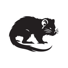 Fiery Frenzy: Vector Tasmanian Devil Silhouette for Wildlife and Nature-inspired Designs, Minimalist Black Tasmanian devil silhouette.