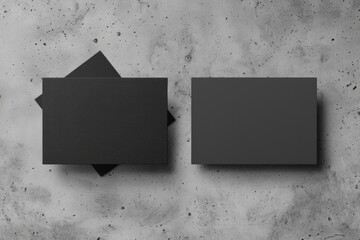 Top View Grey Business Card Mock-Up on Concrete Background. Create Professional Corporate Identity with Blank Cardboard Space for Design