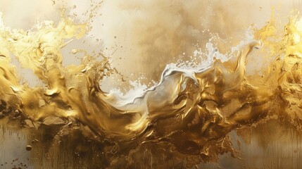 Golden oil splash embodying luminosity and depth. - obrazy, fototapety, plakaty