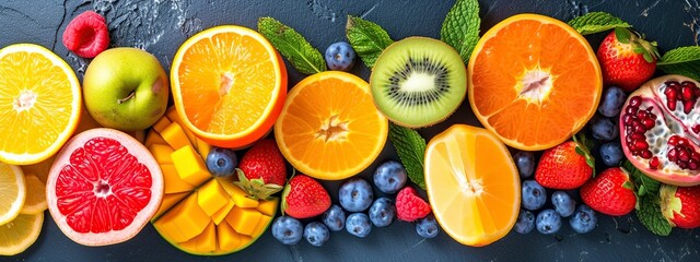 Close-Up of Assorted Fruit Halves