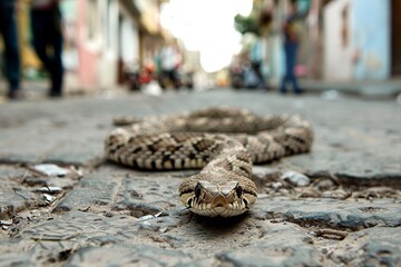 Snake Laying Down on Ground - Powered by Adobe