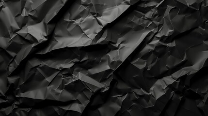 Black paper texture background, crumpled black sheet of paper with detailed shadows. Generated by...