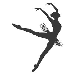 Silhouette ballerina in action black color only full body - obrazy, fototapety, plakaty