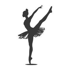 Silhouette ballerina in action black color only full body