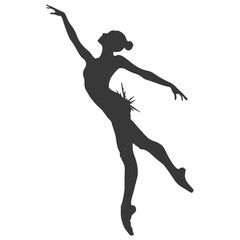 Fototapeta na wymiar Silhouette ballerina in action black color only full body