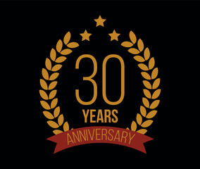 Fototapeta premium 30 Years anniversary. Luxury bronze laurel, birthday celebration and commemorative banner