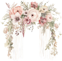 Watercolor art of a single wedding arch object isolate illustration vector.	
 