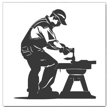 recommend clip art: Silhouette blacksmith in action black color only full body