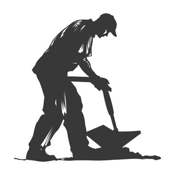 recommend clip art: Silhouette blacksmith in action black color only full body