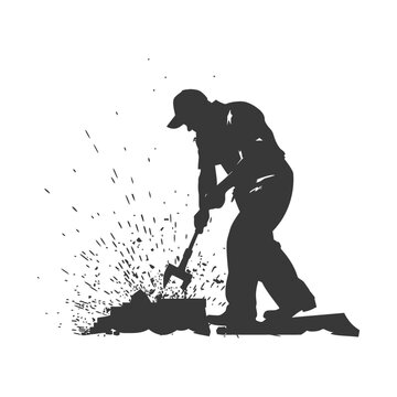 recommend clip art: Silhouette blacksmith in action black color only full body