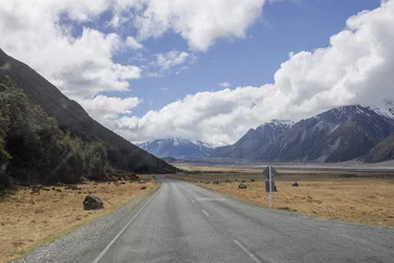 Papier Peint photo Aoraki/Mount Cook road on mount cook near tasman glacier in new zealand in spring