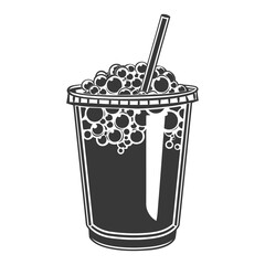 Silhouette Bubble tea drink black color only