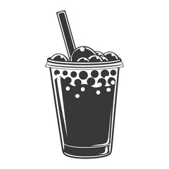 Silhouette Bubble tea drink black color only