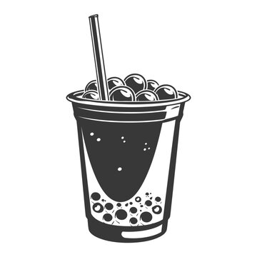 recommend clip art: Silhouette Bubble tea drink black color only