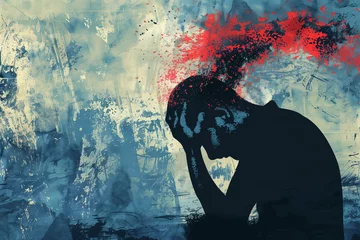 Fotobehang Anxiety and Depression Psychological illness, Mental Health Illustration © Nurple Art