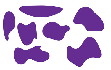 Organic blob shape with irregular form abstract vector illustration. Random oval pebble, asymmetric stone, round amoeba blot. Set of simple graphic geometric stained. Black bubble blotch background