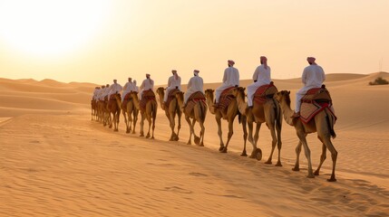 Desert Adventure: Camel Journey at Dubai's Liwa Safari generative ai