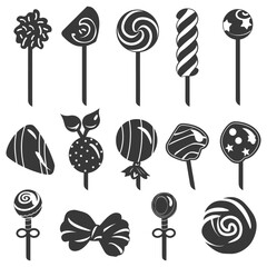 Silhouette candy collection set black color only - obrazy, fototapety, plakaty