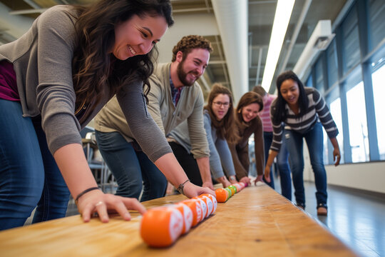 Dynamic team-building activit, Office people playing games together