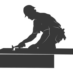 Silhouette carpenter in action black color only full body