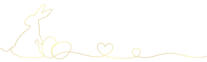 Illustration of golden rabbit and egg lineart style with heart shape for easter day of vector	