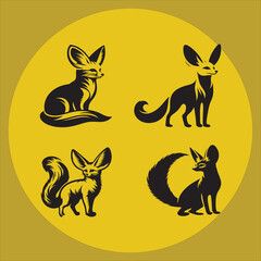 Silhouette Vector design of a Fennec Fox